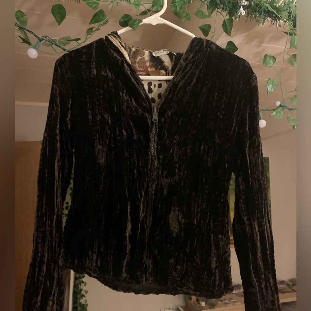 Velvet Zip Up Hoodie